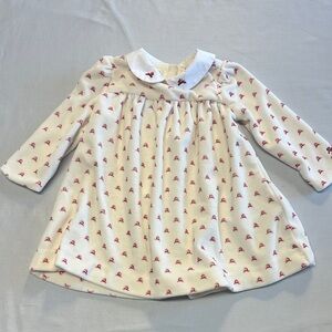 Ralph Lauren - Cream Long sleeve Velour Dress with Red Accents